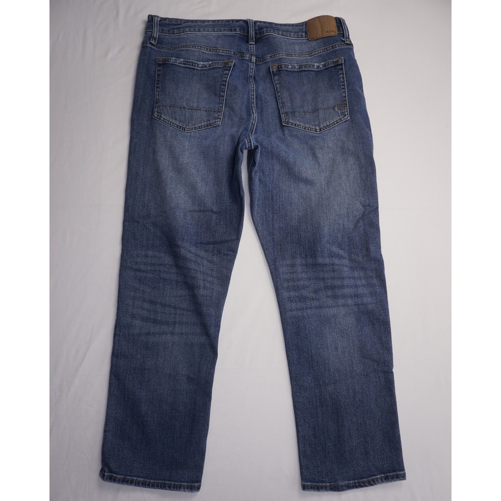 Aeropostale 36/30 Athletic Straight Blue Denim Jeans Coolmax Stretch - Picture 2 of 8